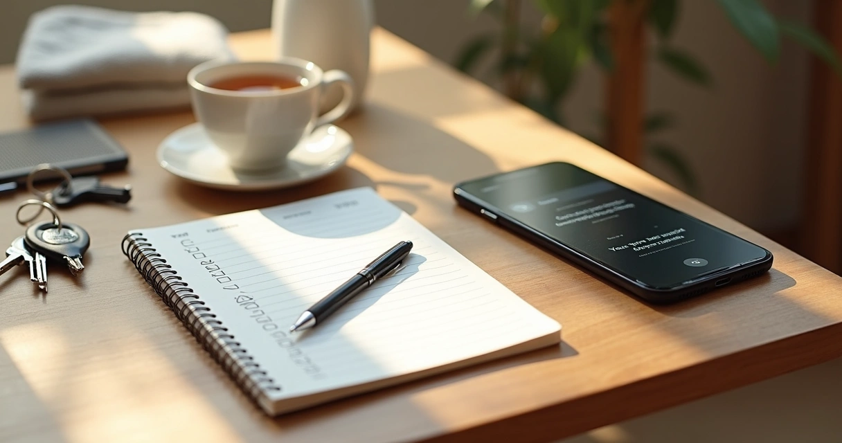 Caderno com lista de tarefas em mesa organizada 