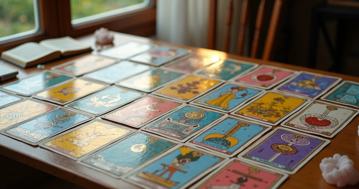 Mesa Real baralho cigano formada por quatro fileiras de nove cartas 