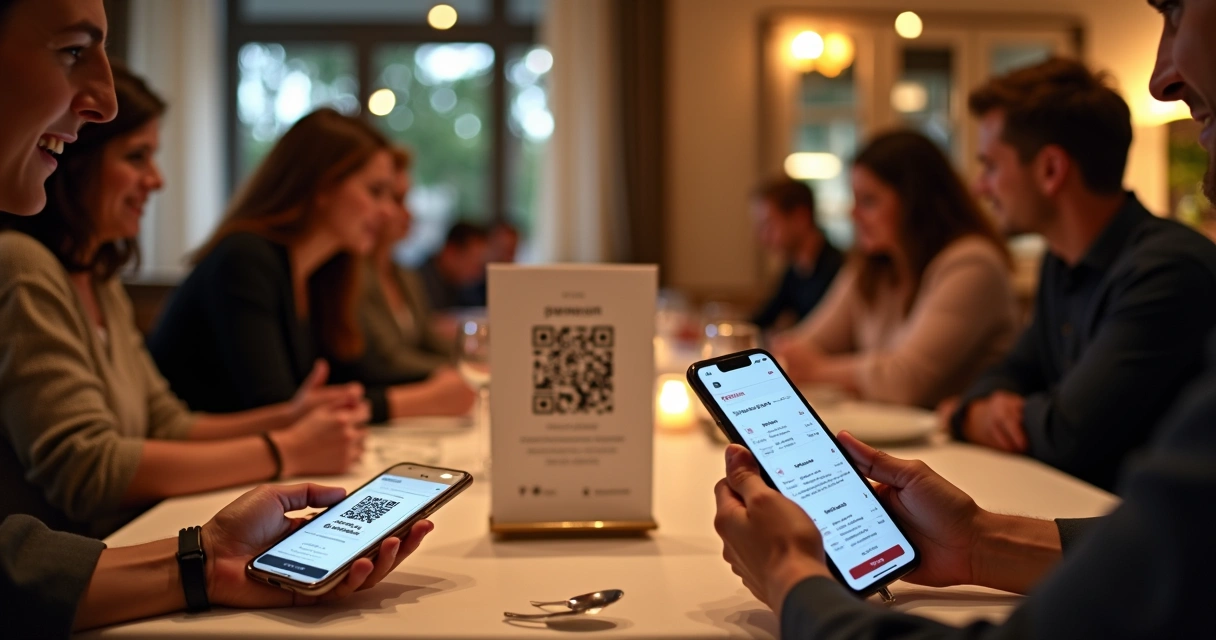 Restaurante com mesa e QR Code para cardápio digital 