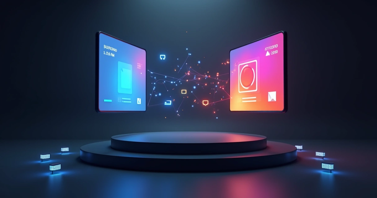 Conceito visual de campanhas Meta Ads unindo Facebook e Instagram 