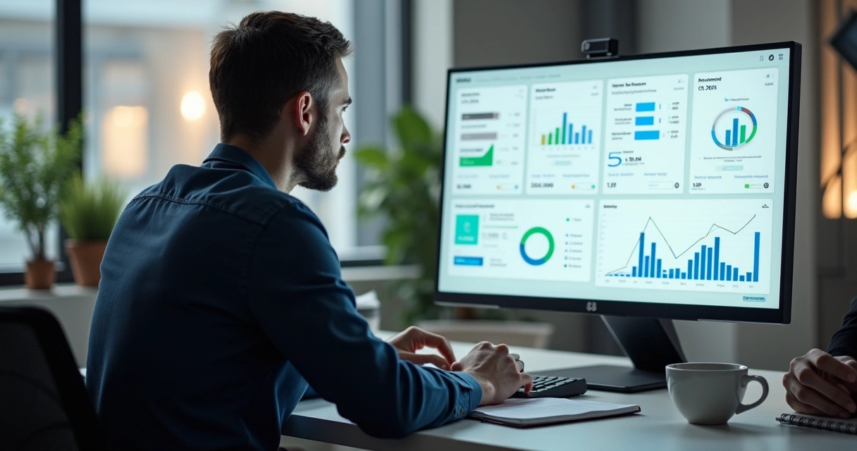 Gestor acompanhando metas de vendas em tempo real 