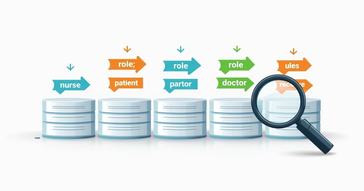 Vector database records with metadata tags and filter arrows 