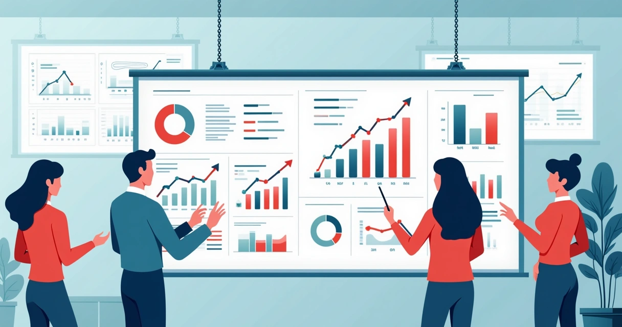 Planejamento de metas e indicadores em quadro branco 