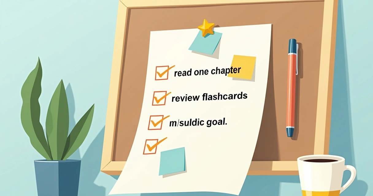 Lista de metas acadêmicas divididas em pequenos objetivos