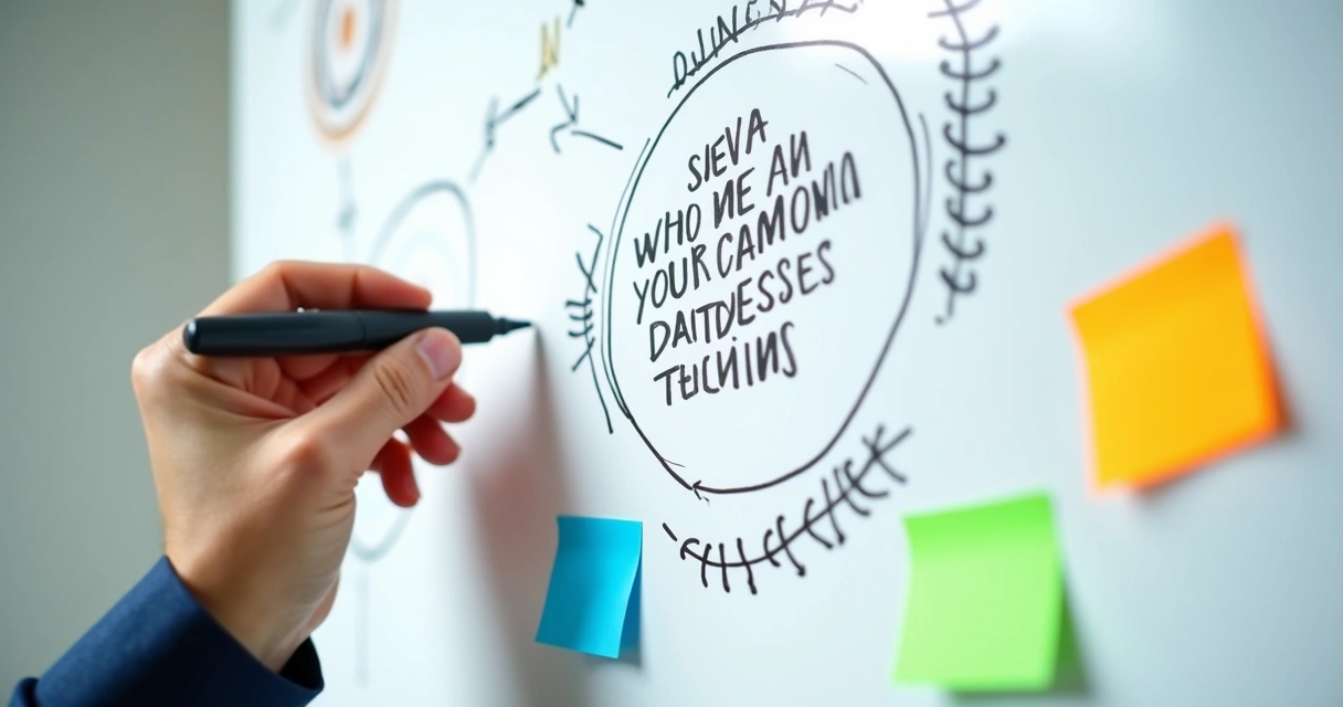 Quadro branco com metas e gráficos desenhados à mão 