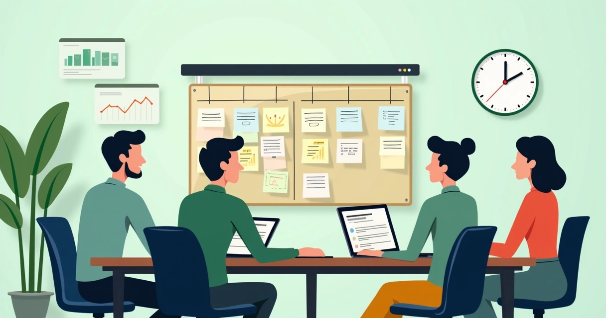 Quadro kanban e equipe usando metodologias ágeis 