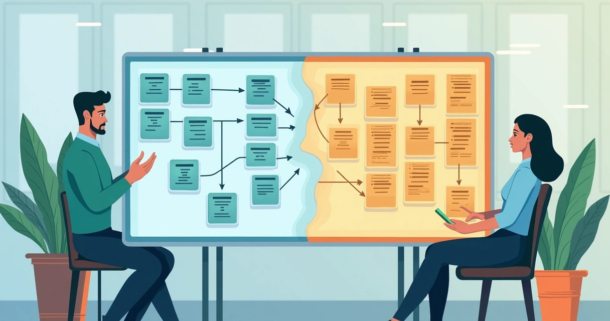 Painel visual mesclando métodos ágeis e tradicionais em projetos 