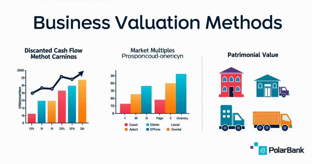 Quadro resumido mostrando três métodos de avaliação de empresas: fluxo de caixa descontado, múltiplos de mercado e valor patrimonial 