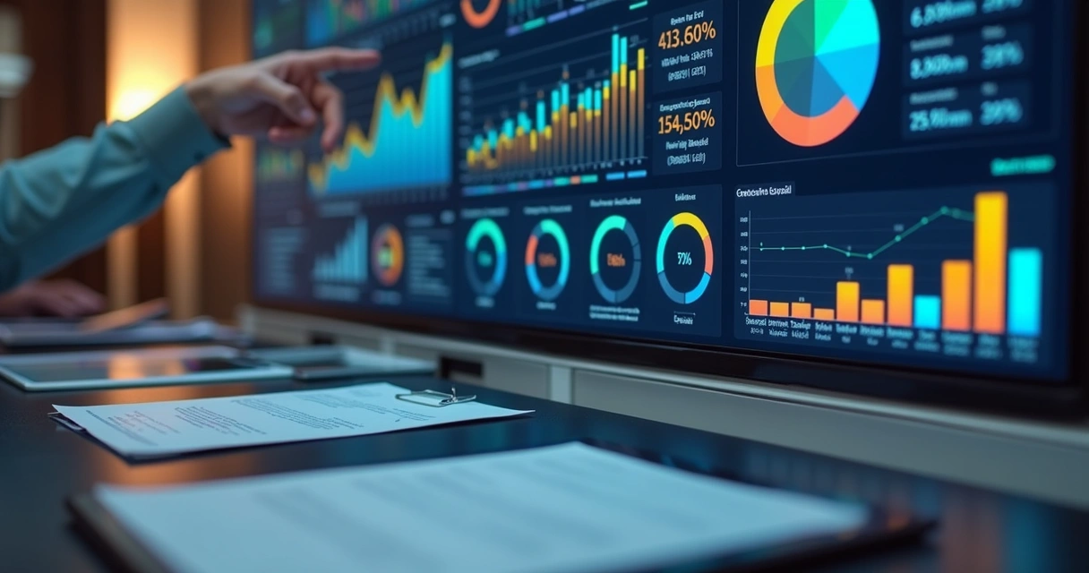 Painel de métricas com indicadores de performance em vendas internas 