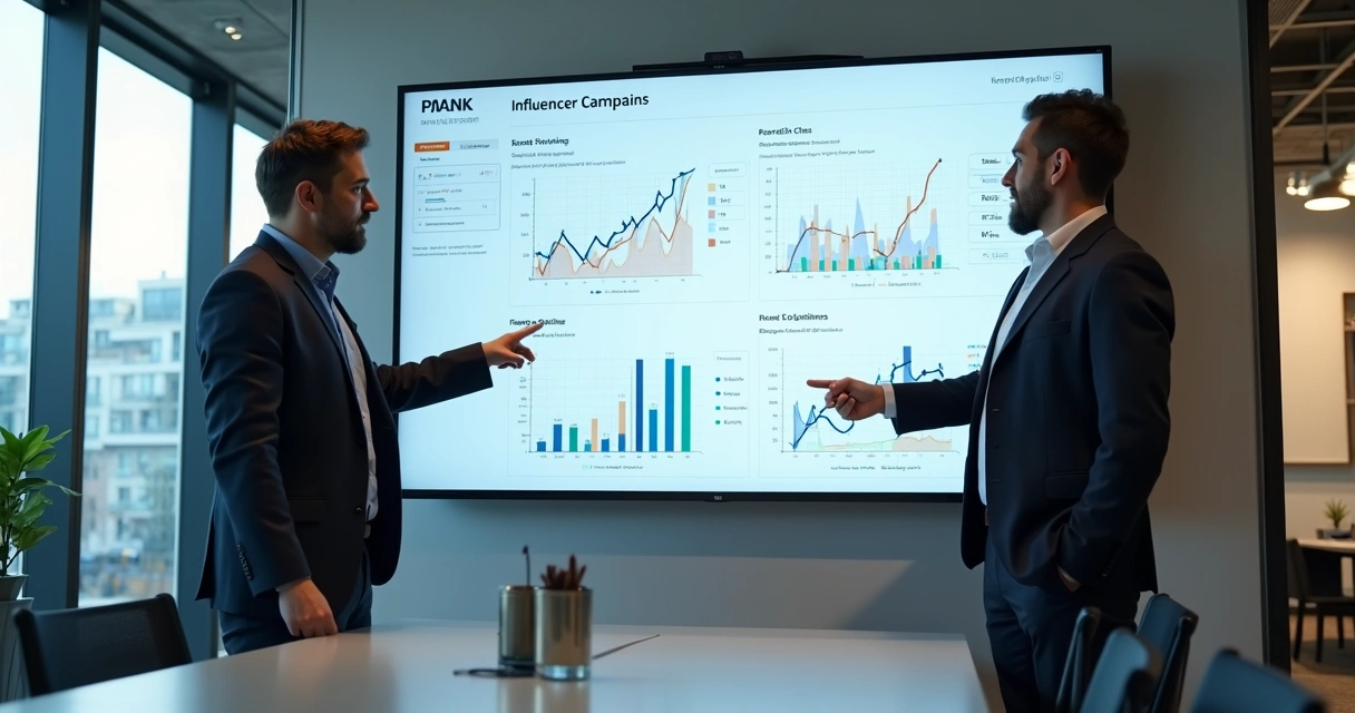Dashboards de métricas acompanhando parceria de influencer 
