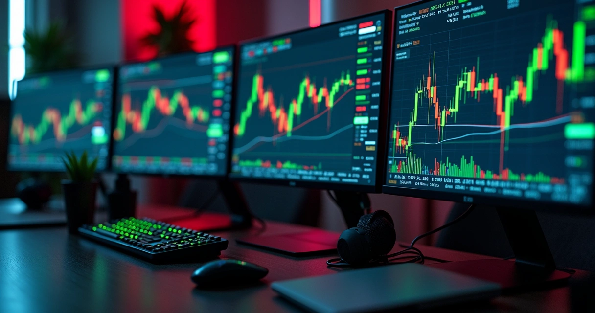 Análise detalhada de métricas e gráficos financeiros em múltiplas telas digitais ultra-detalhadas 