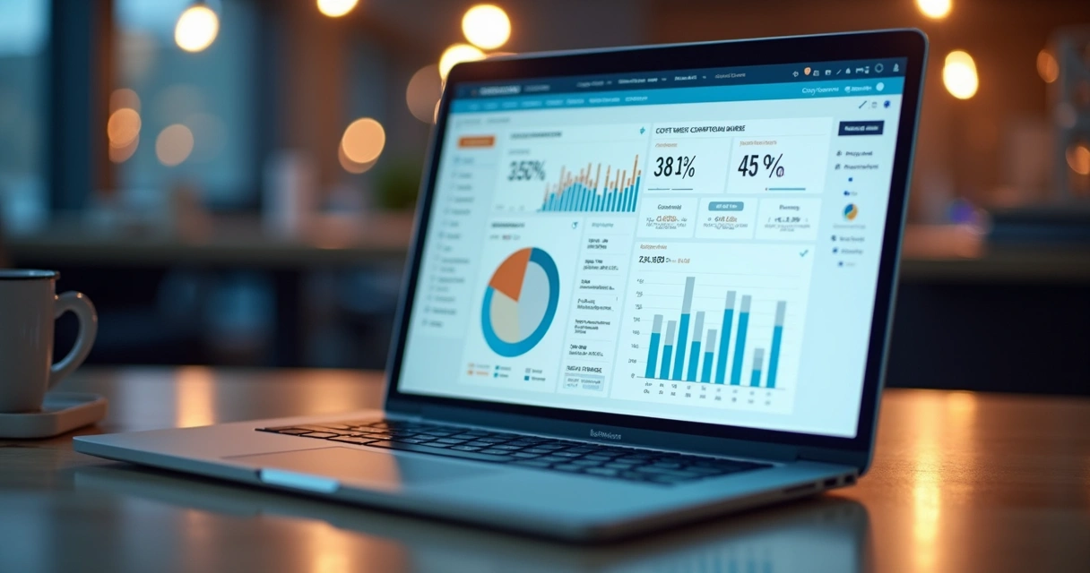 Dashboard com gráficos de métricas de anúncios digitais 
