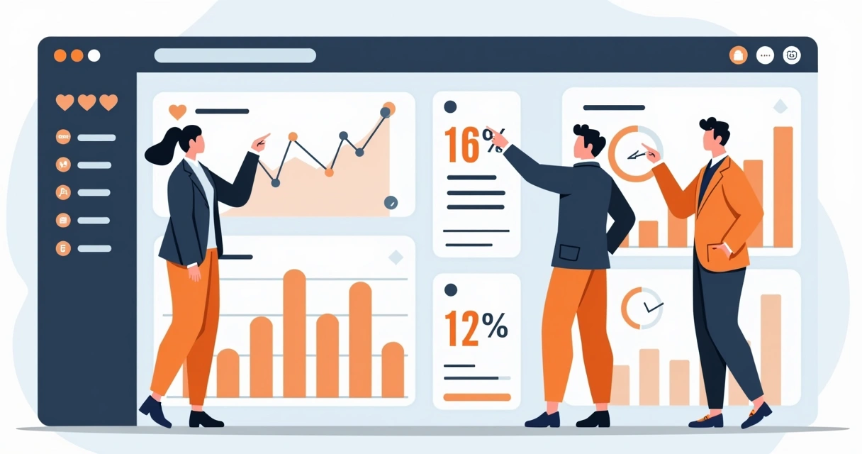Gráfico de métricas de anúncios sindicais em tela digital 