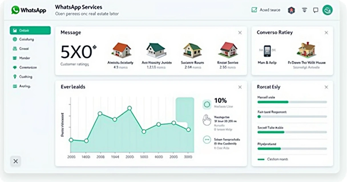 Gráfico e dashboard mostrando métricas de atendimento no WhatsApp para imobiliárias 