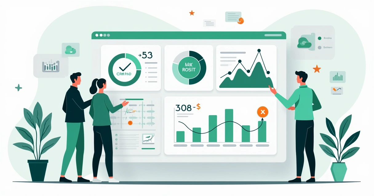 Métricas de atendimento via CRM e WhatsApp em gráficos digitais 