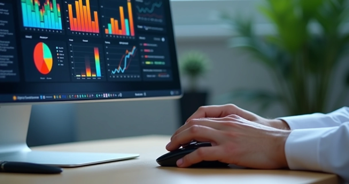 Tela exibindo métricas digitais com gráficos para médico