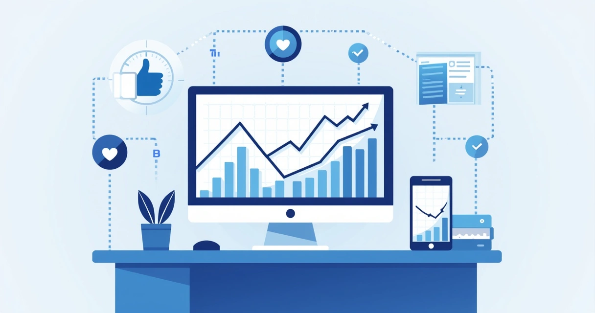 Gráfico de métricas digitais em baixa em uma tela de computador