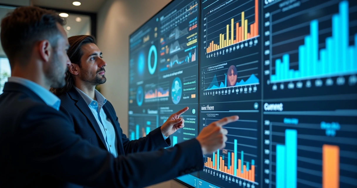 Gráficos e KPIs de experiência do cliente em painel digital 
