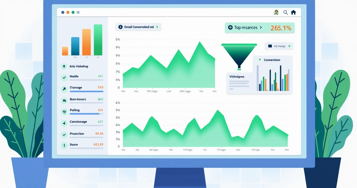 Dashboard com métricas de funil e conversão