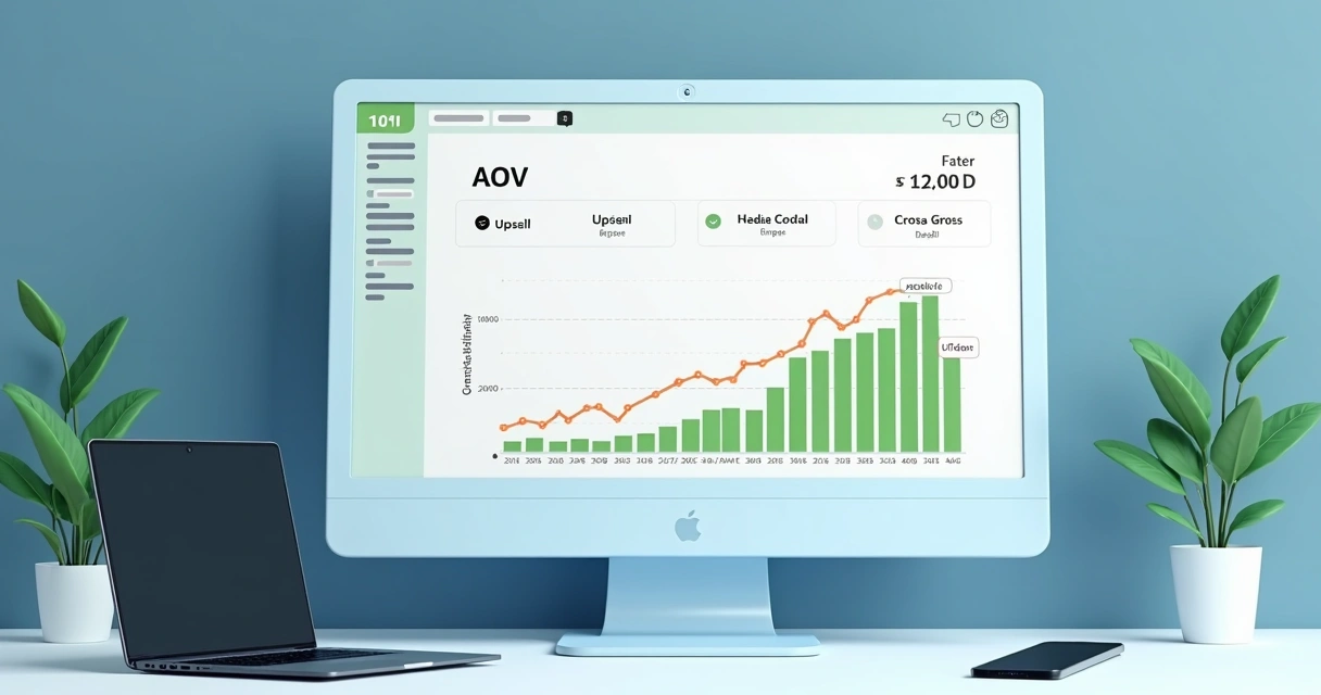 Gráfico mostrando aumento do ticket médio após estratégias de upsell e downsell 