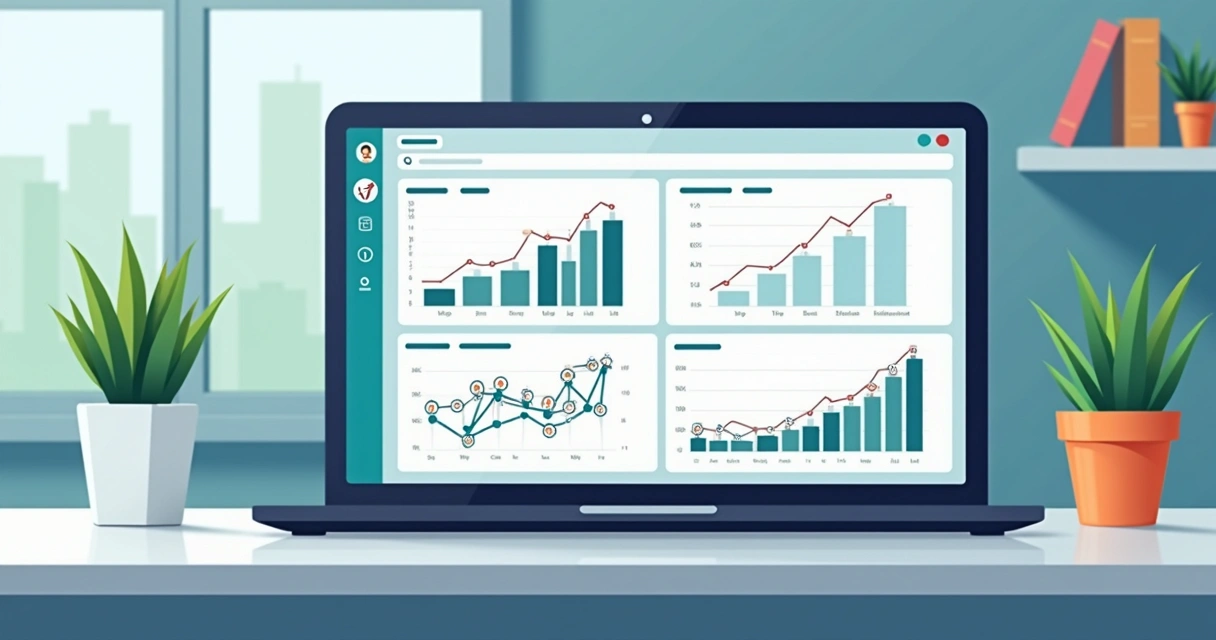 Dashboard de métricas digitais com gráficos de influência e engajamento