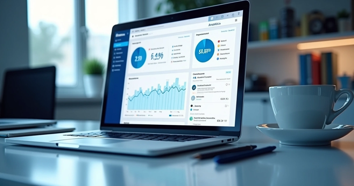 Gráficos de métricas do LinkedIn exibidos em tela de notebook