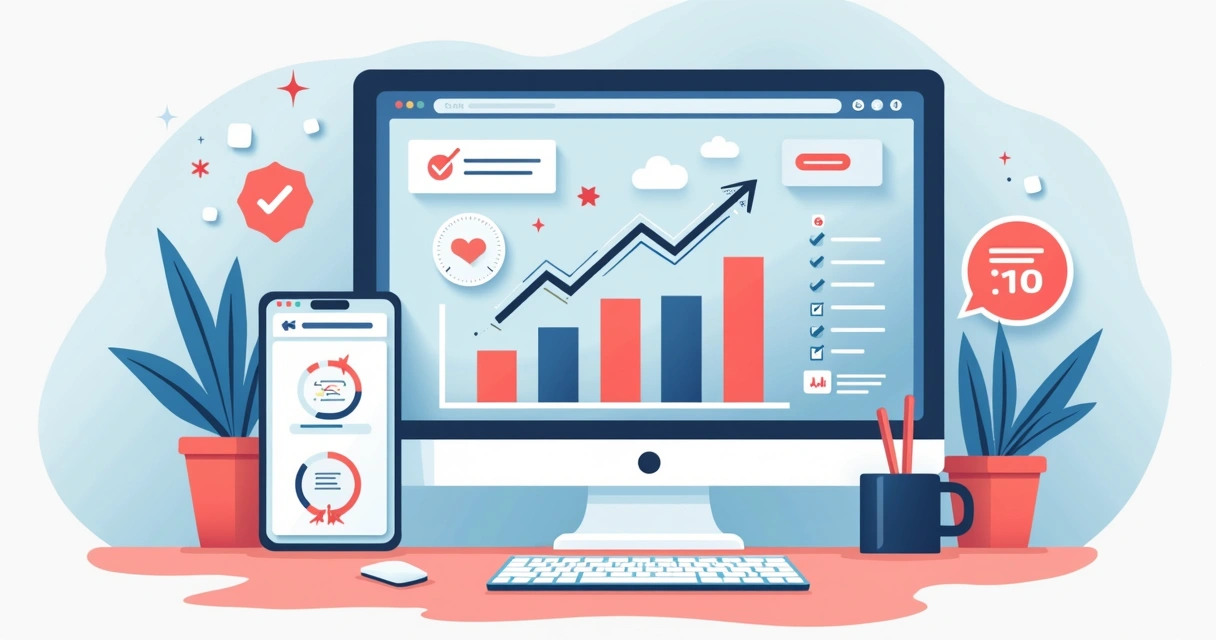 Gráficos de métricas de vendas online em tela de computador 