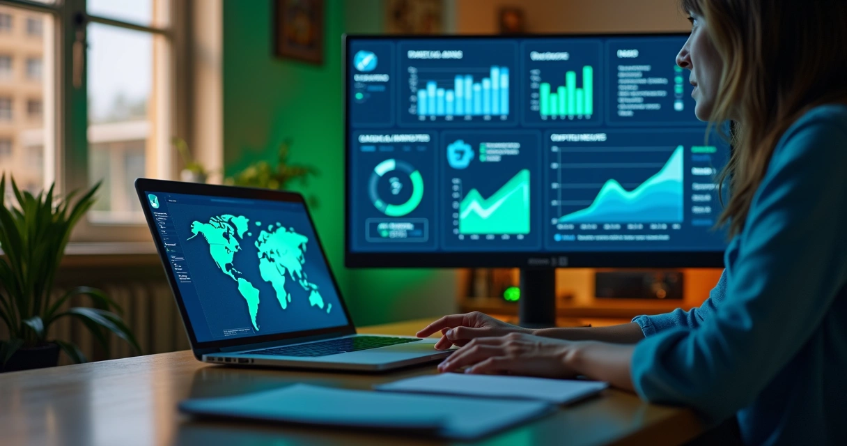 Tela de computador com métricas digitais 