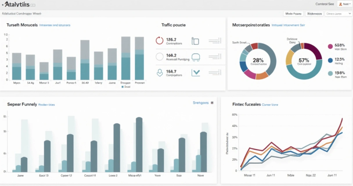 Painel de métricas de landing page com gráficos