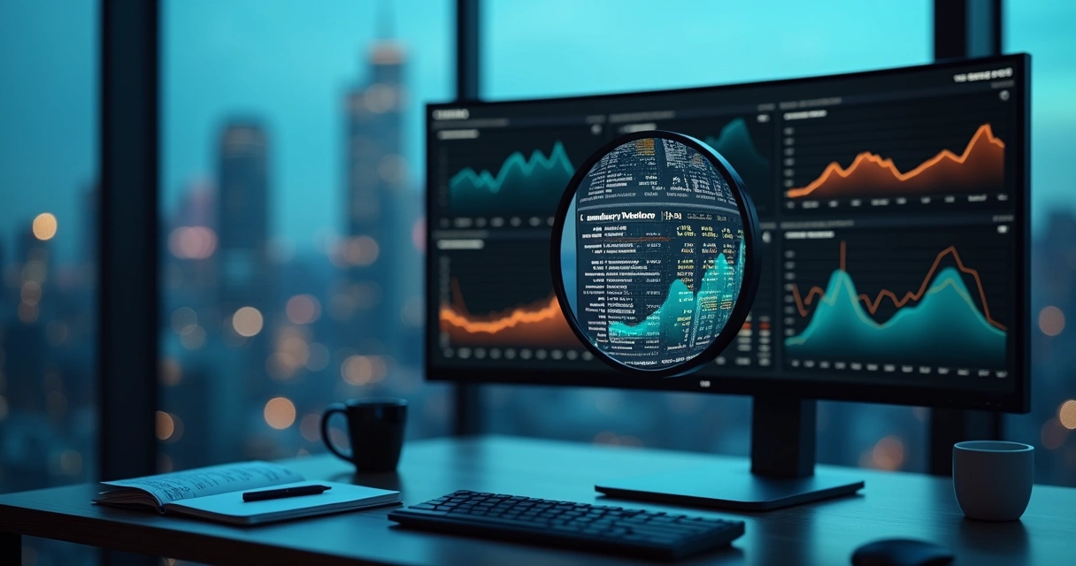 Lupa revelando métricas esquecidas em painel de dados B2B 
