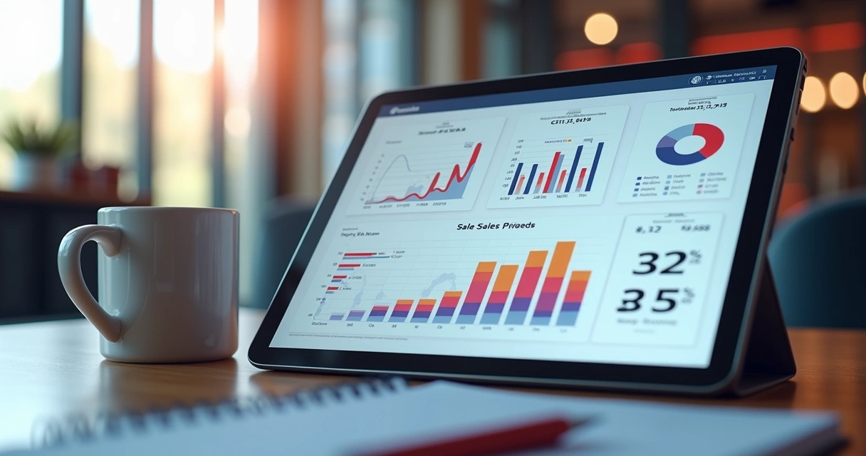 Pipeline de vendas B2B: etapas, métricas e gestão de leads 7 Dashboard digital mostrando métricas do pipeline B2B