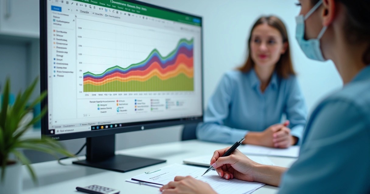 Gráfico de desempenho mensal extraído de planilha Google em uma clínica odontológica 