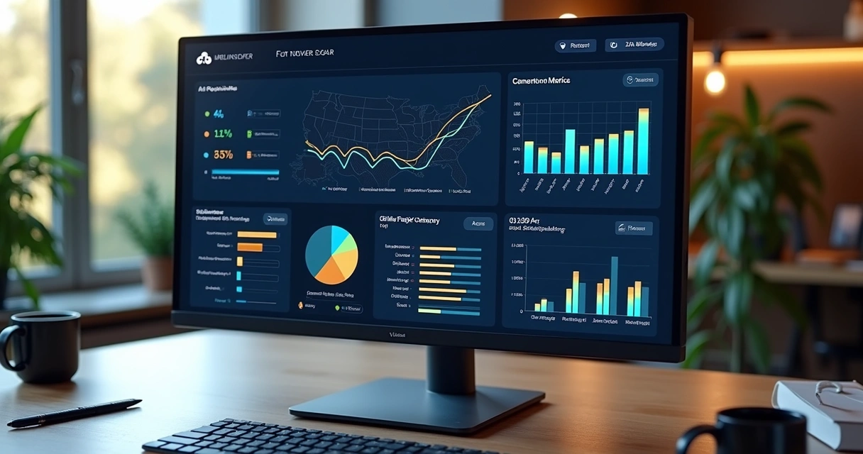Dashboards mostrando métricas de propostas digitais em tela de computador 
