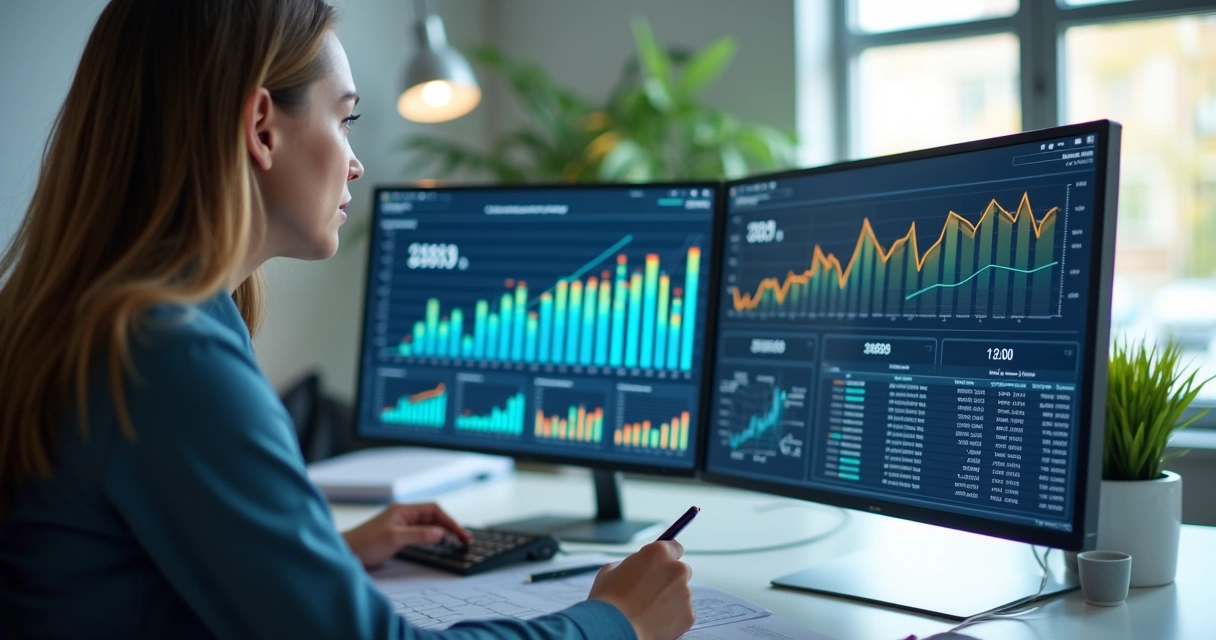 Painel de métricas e ROI de marketing B2B sendo analisado 