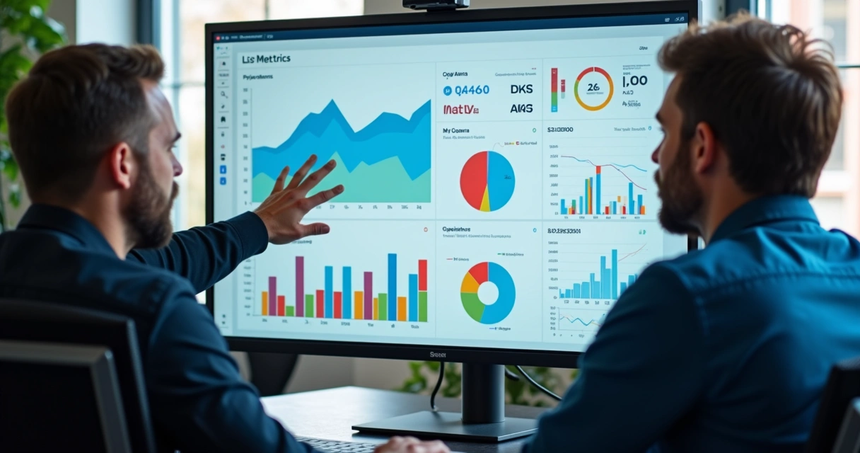 Dashboard com métricas SaaS em tela gráfica 