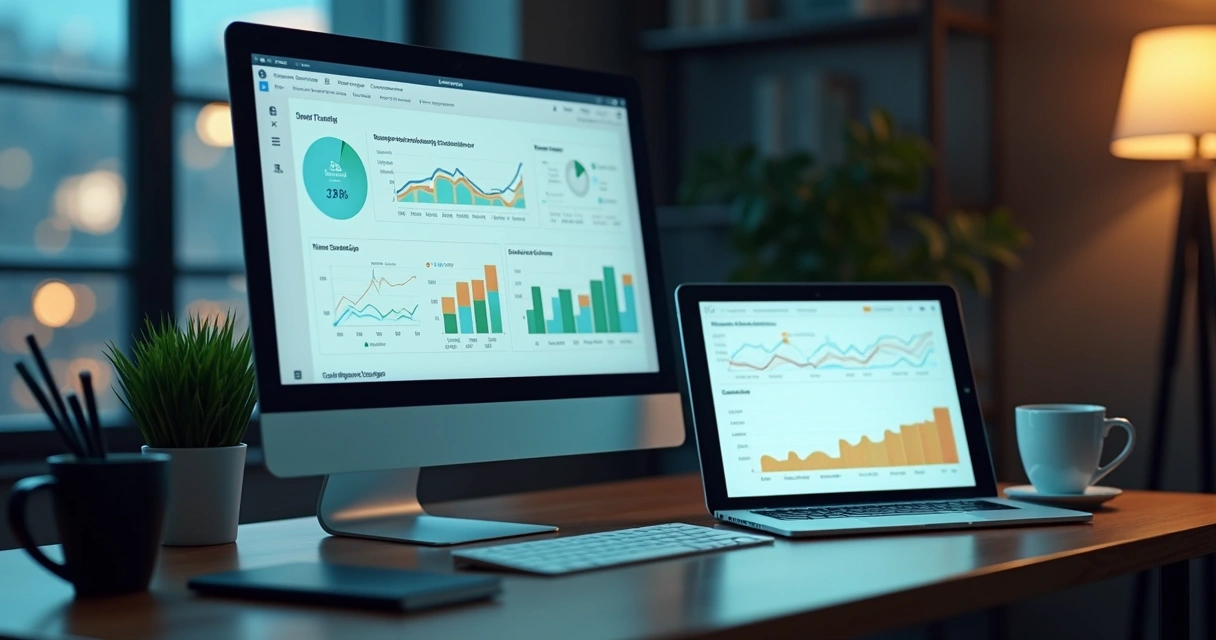 Painel com gráficos de métricas em tempo real de atendimento digital. 