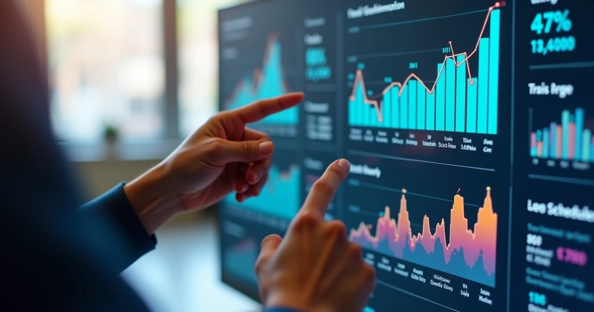 Gráfico digital de métricas de vendas B2B com indicadores de performance