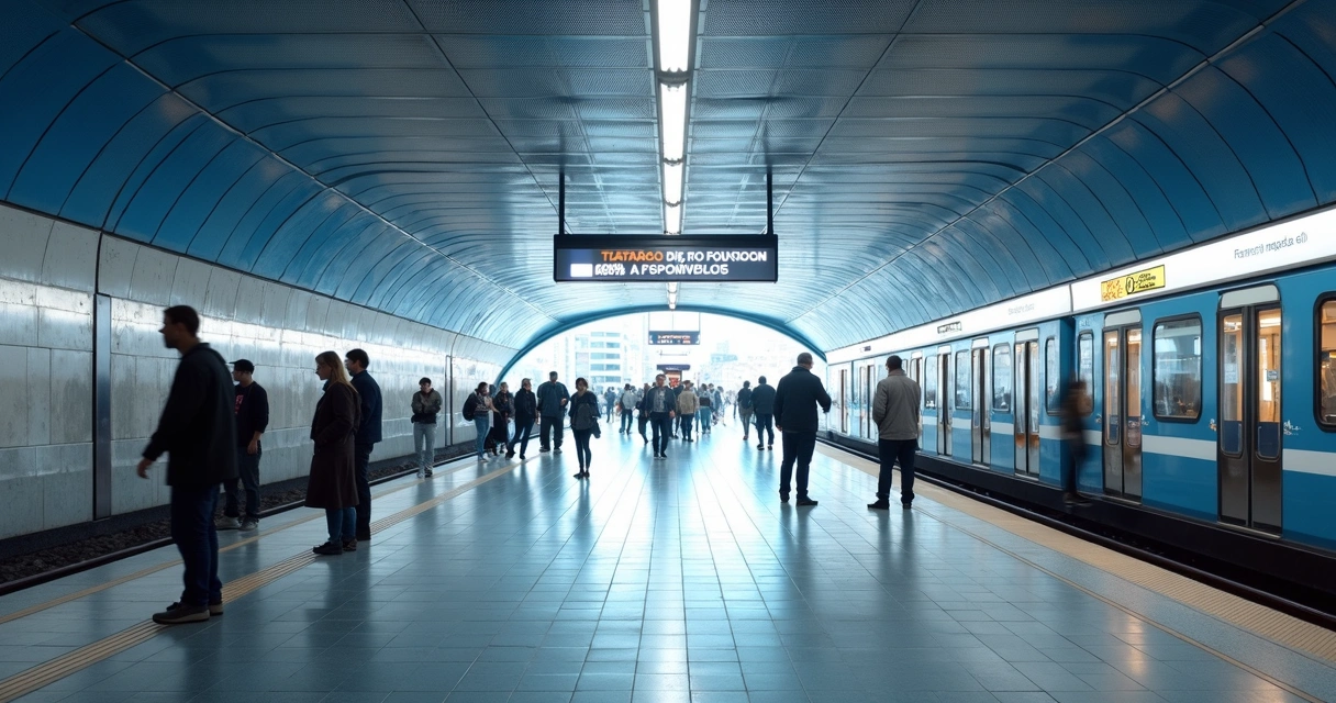 Estação de metrô de Lisboa com passageiros esperando 