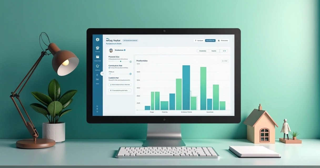 Tela de simulação de renda na plataforma MiCasa, interface intuitiva com gráfico de parcelas 