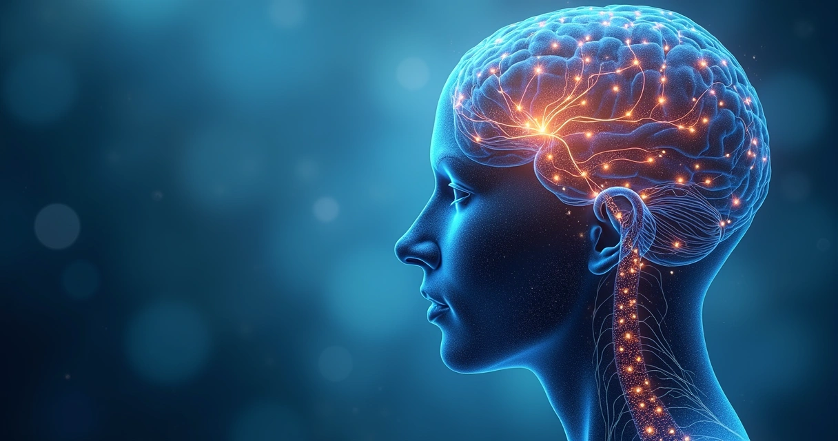 Abstract illustration of brain pathways forming with small, repeating circuits