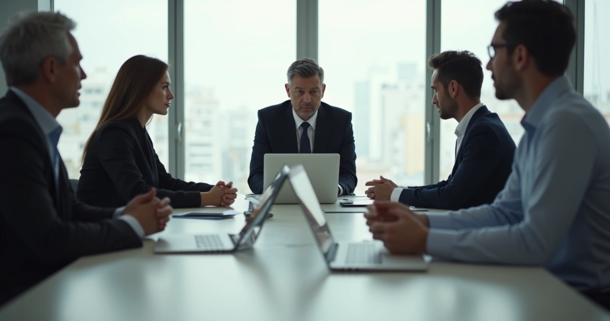 Reunião de trabalho com pessoa isolada na mesa