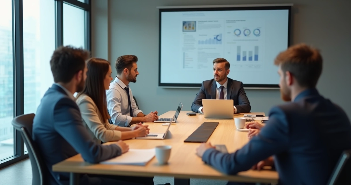 Reunião de trabalho com profissional isolado na ponta da mesa. 