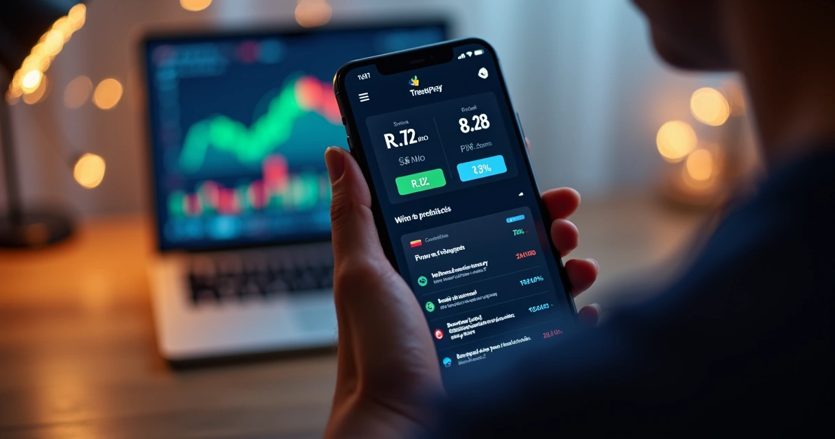 Tela de celular com microapostas em reais e gráficos de probabilidade 