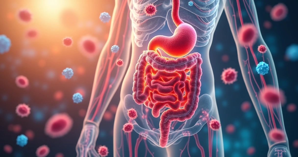 Representação artística de microbiota intestinal equilibrada 