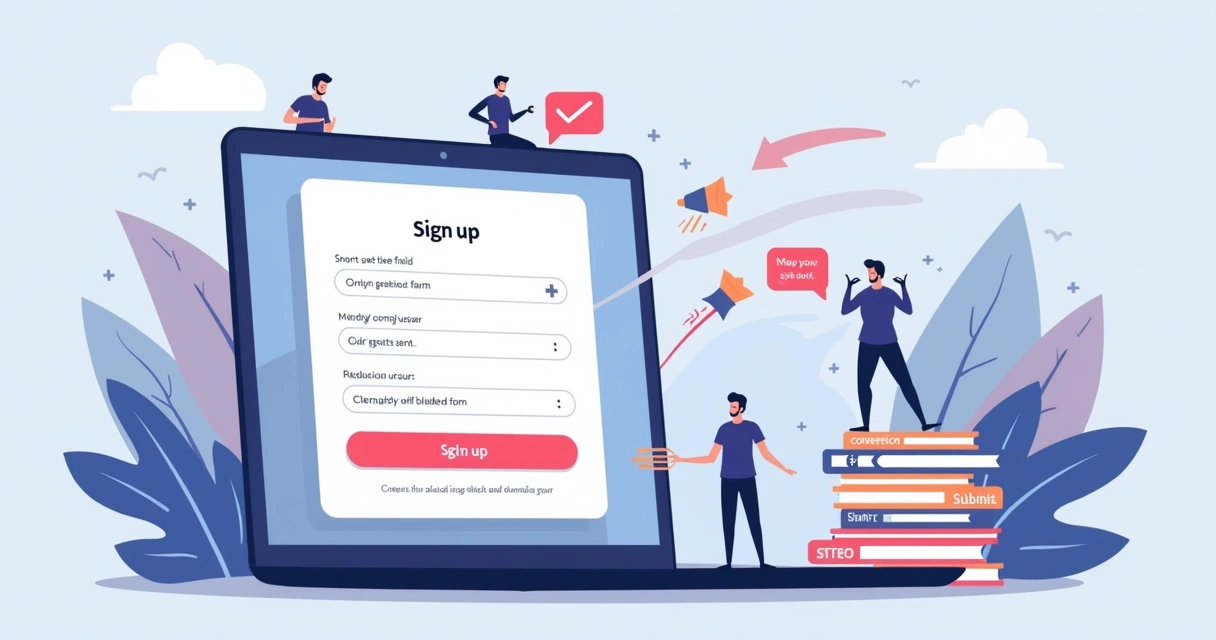 Ilustração de formulário online com microcopy destacando mensagens curtas e claras 