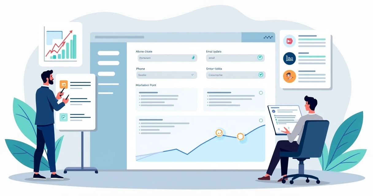 Painel digital exibindo formulário online com microtextos orientando campos sem erro 