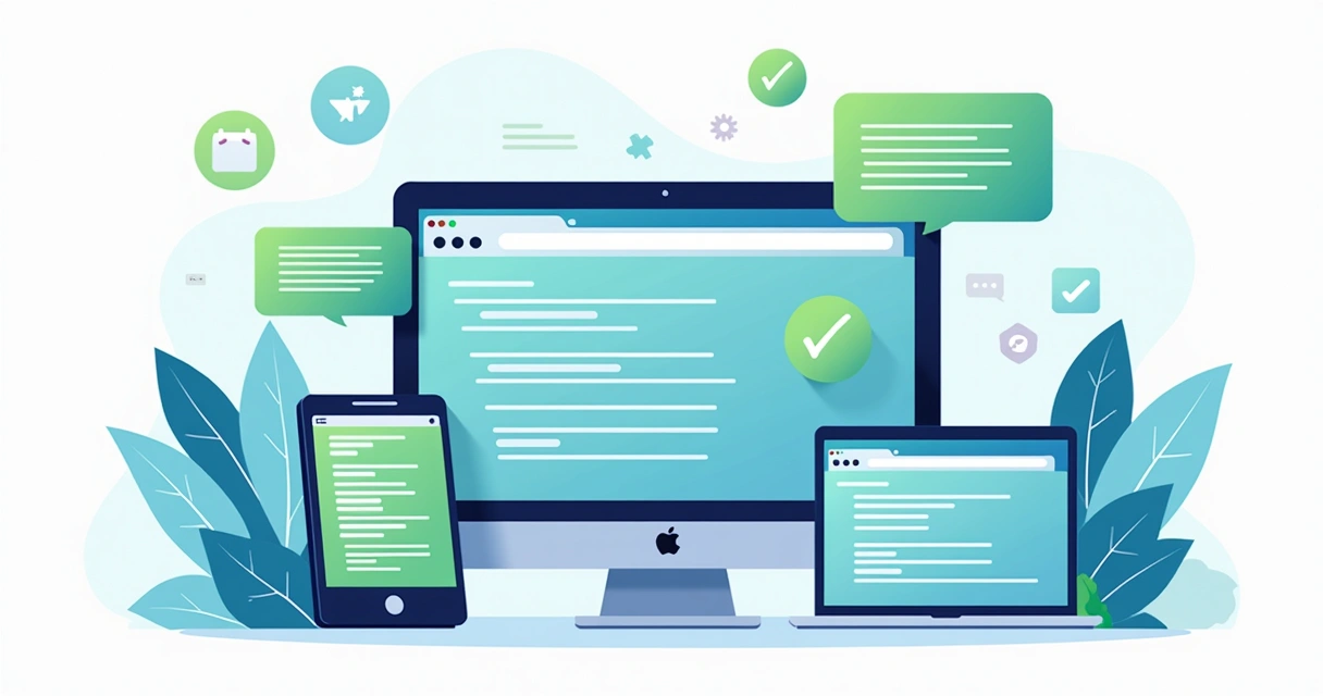 Ilustração moderna de elementos de microdados conectados a landing pages de sites 