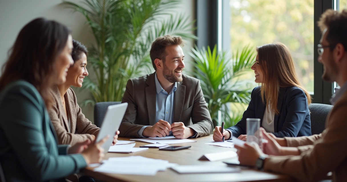 Microempreendedor em reunião com clientes e parceiros