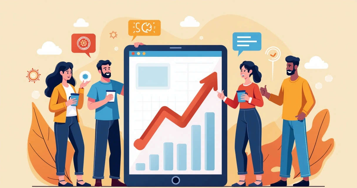 Microempreendedores brasileiros apresentando gráficos de crescimento de vendas