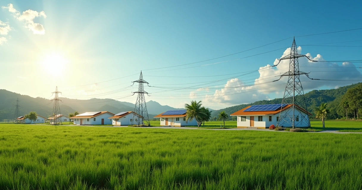 Microgrid com painéis solares e casas rurais conectadas no Brasil 